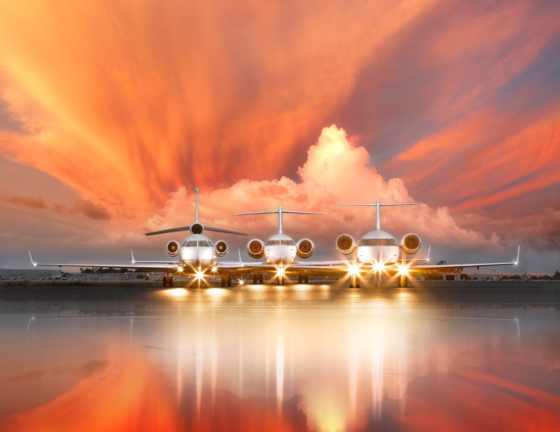Private jet on tarmac